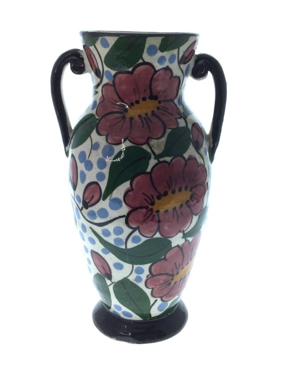 Vintage Hand Painted Floral Vase Italy